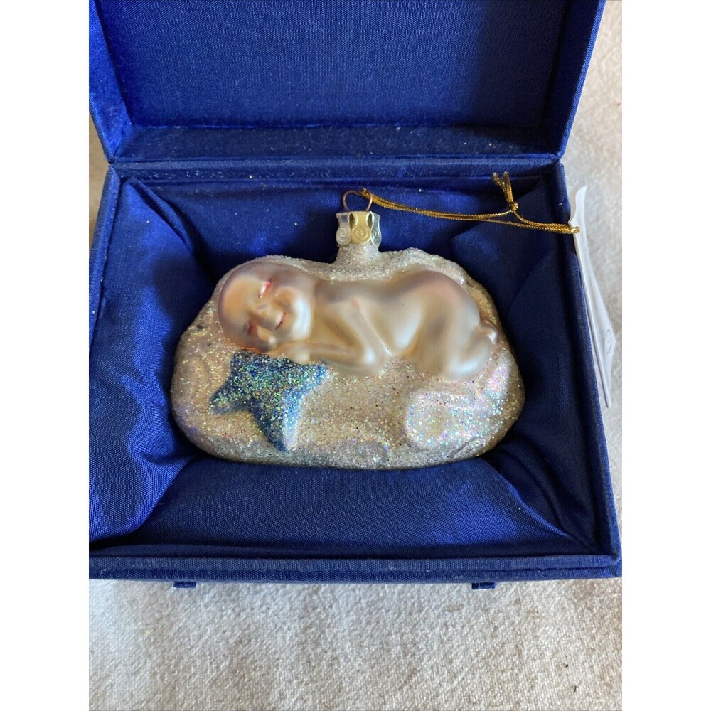 Blown Glass Christmas Ornament Twinkle Star Infant Cloud Pillow Susan Torrence